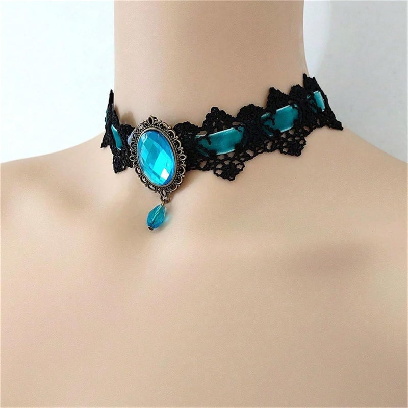 IS4U Gothic Lace Choker Necklace with Vintage Crystal Gems - Vampire Bat Design, Perfect for Halloween, Parties & Costumes - Image 4